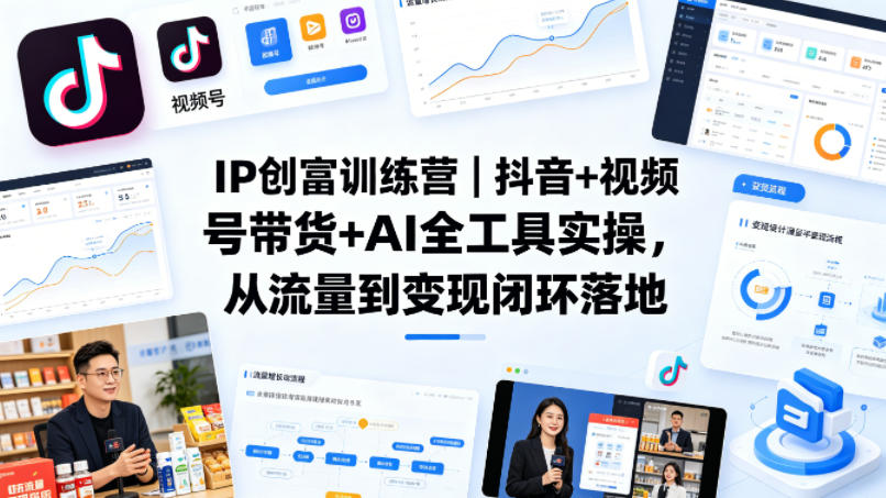 IP创富训练营｜抖音+视频号带货+AI全工具实操，从流量到变现闭环落地-蜗牛学社