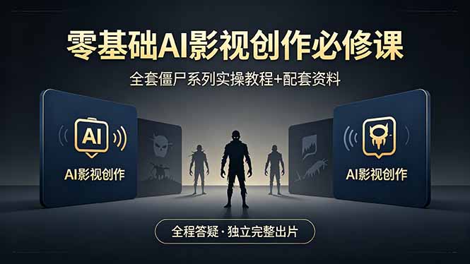 零基础AI影视创作必修课，全套僵尸系列实操教程加配套资料，全程答疑带你独立完整出片-蜗牛学社