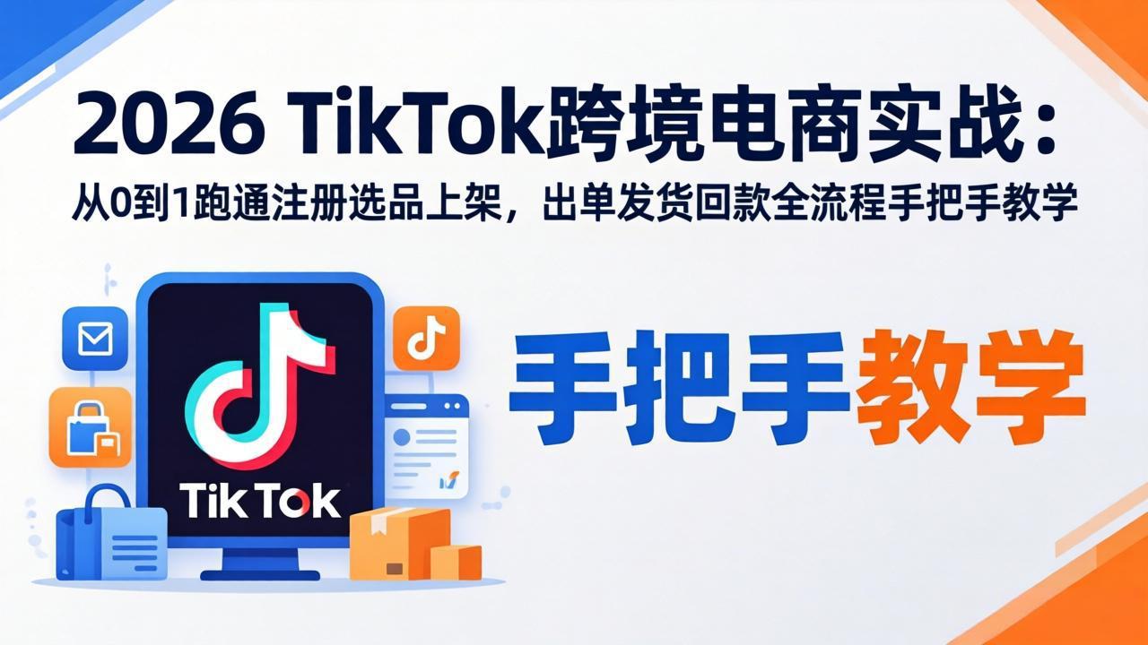 2026TikTok跨境电商实战-更新：从0到1跑通注册选品上架，出单发货回款全流程手把手教学-蜗牛学社
