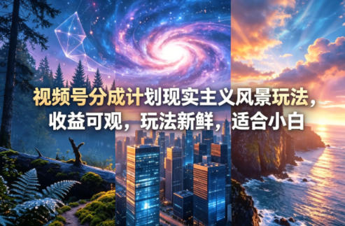 视频号分成计划现实主义风景玩法，收益可观，玩法新鲜，适合小白-蜗牛学社