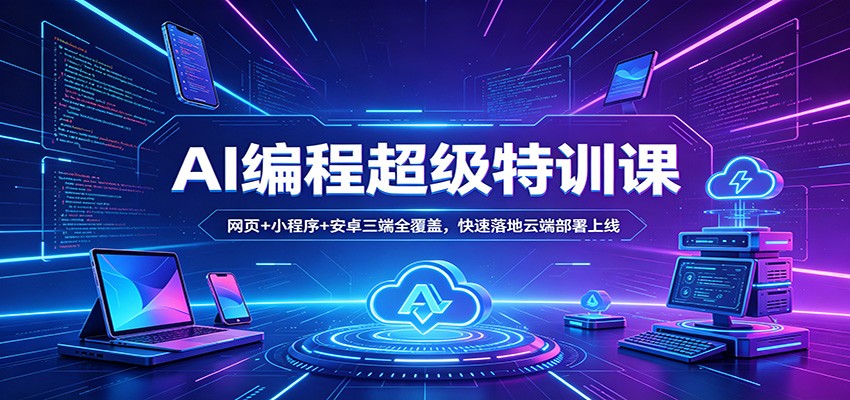 AI编程超级特训课：网页+小程序+安卓三端全覆盖，快速落地云端部署上线-蜗牛学社
