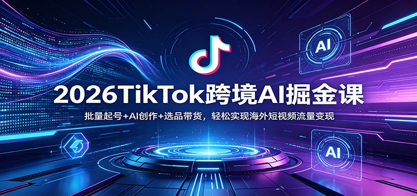 2026TikTok跨境AI掘金课：批量起号+AI创作+选品带货，轻松实现海外短视频流量变现-蜗牛学社