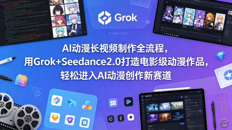 AI动漫长视频制作全流程，用Grok+Seedance2.0打造电影级动漫作品，轻松进入AI动漫创作新赛道-蜗牛学社