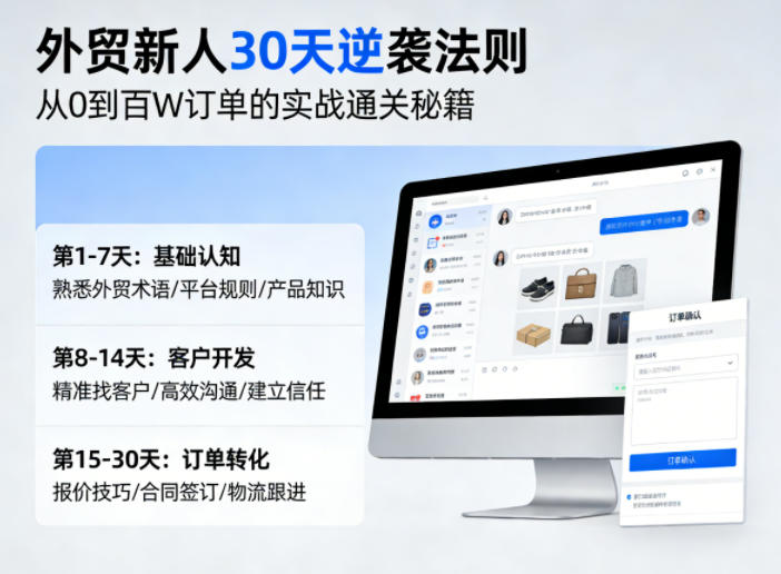 外贸新人30天逆袭法则,教你从0到百W订单的实战通关秘籍-蜗牛学社