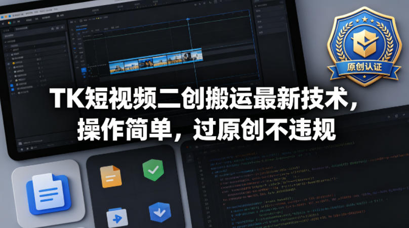 TK短视频二创搬运最新技术，操作简单，过原创不违规-蜗牛学社
