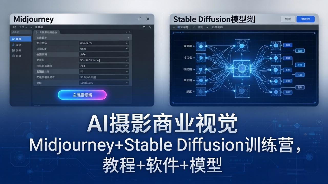 AI摄影商业视觉Midjourney+Stable Diffusion训练营，教程+软件+模型-蜗牛学社