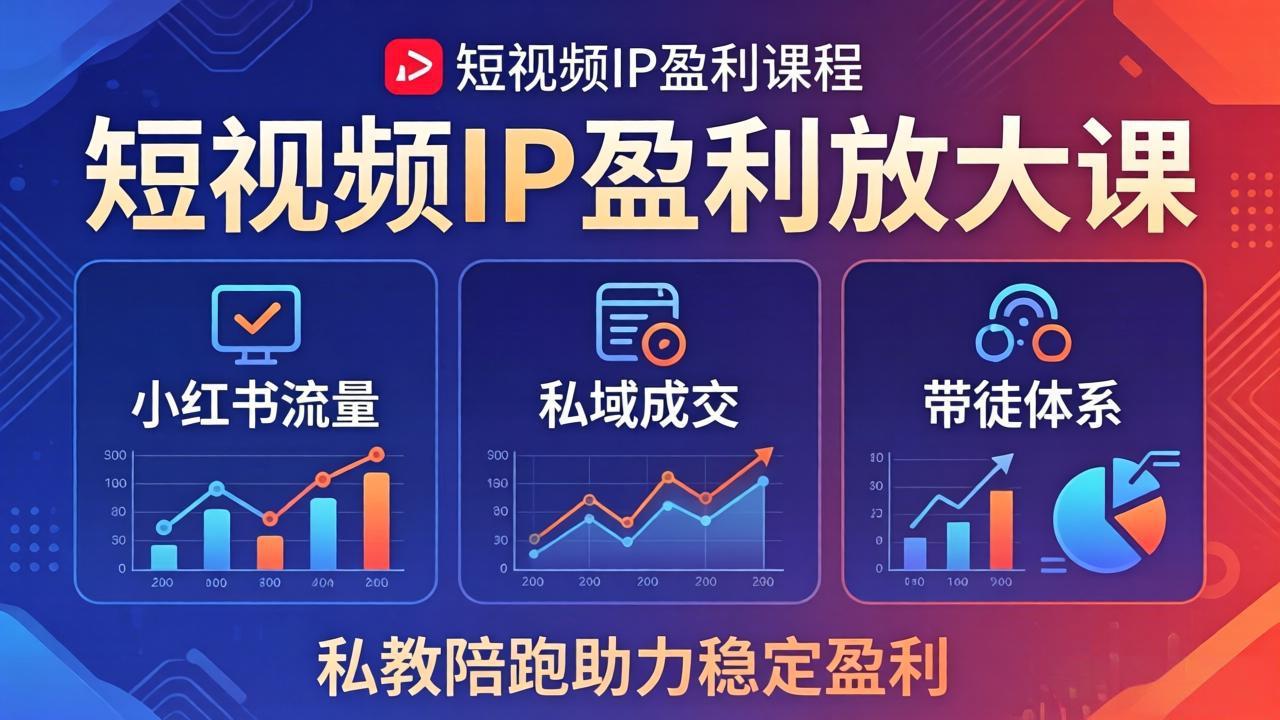 短视频IP盈利放大课：小红书流量+私域成交+带徒体系，私教陪跑助力稳定盈利-蜗牛学社