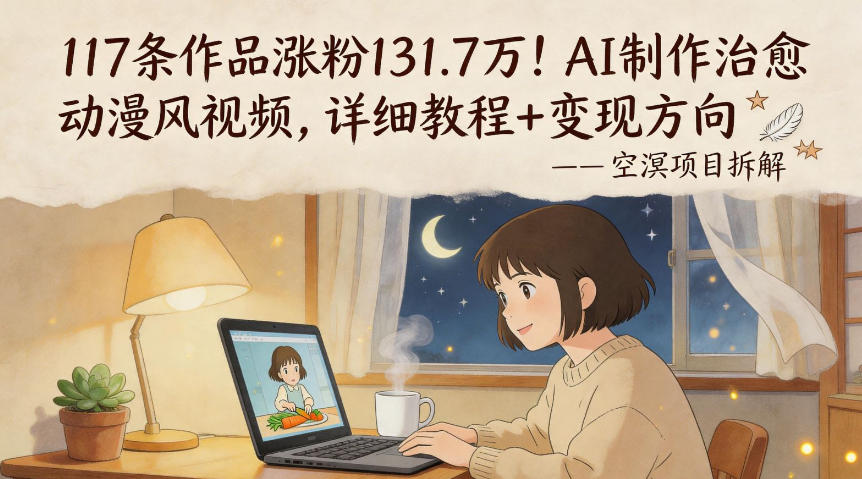 117条作品涨粉131.7W！AI制作治愈动漫风视频，详细教程+变现方向-蜗牛学社