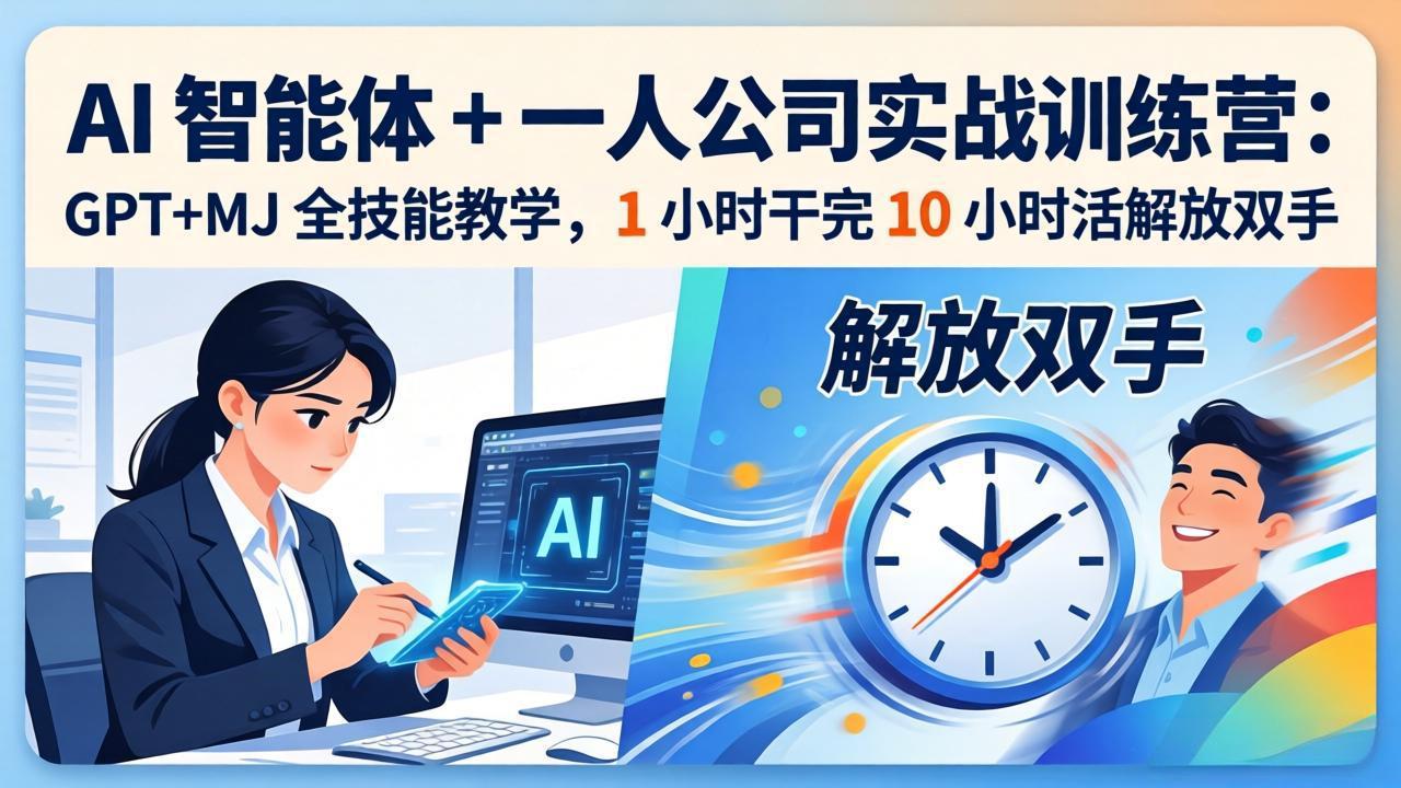 AI 智能体 + 一人公司实战训练营:GPT+MJ 全技能教学,1 小时干完 10 小时活解放双手-蜗牛学社