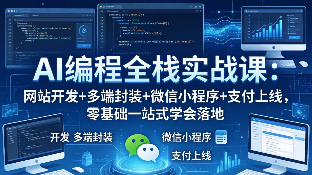 AI编程全栈实战课：网站开发+多端封装+微信小程序+支付上线，零基础一站式学会落地-蜗牛学社