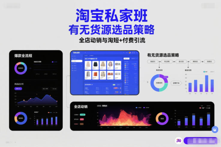 淘宝私家班，有无货源选品策略，高成功率爆款全流程打法，全店动销与淘短+付费引流(更新2026年5月22日)-蜗牛学社