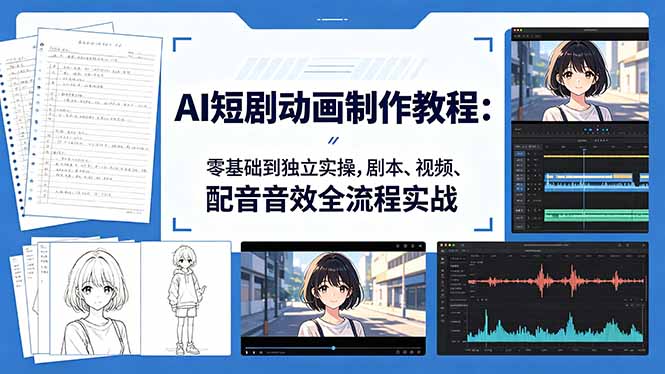 AI短剧动画制作教程：零基础到独立实操，剧本、视频、配音音效全流程实战-蜗牛学社