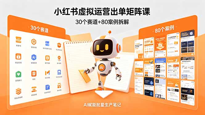 小红书虚拟运营出单矩阵课：30个赛道+80案例拆解，AI赋能批量生产笔记-蜗牛学社