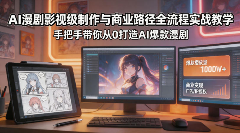 AI漫剧影视级制作与商业路径全流程实战教学，手带你从0打造AI爆款漫剧-蜗牛学社