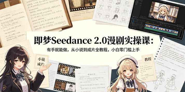 即梦Seedance 2.0漫剧实操课：有手就能做，从小说到成片全教程，小白零门槛上手-蜗牛学社
