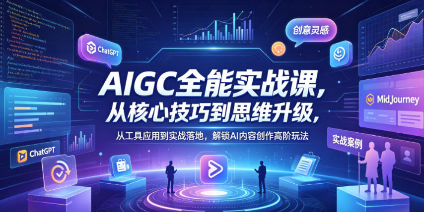 AIGC全能实战课，从核心技巧到思维升级，从工具应用到实战落地，解锁AI内容创作高阶玩法-蜗牛学社