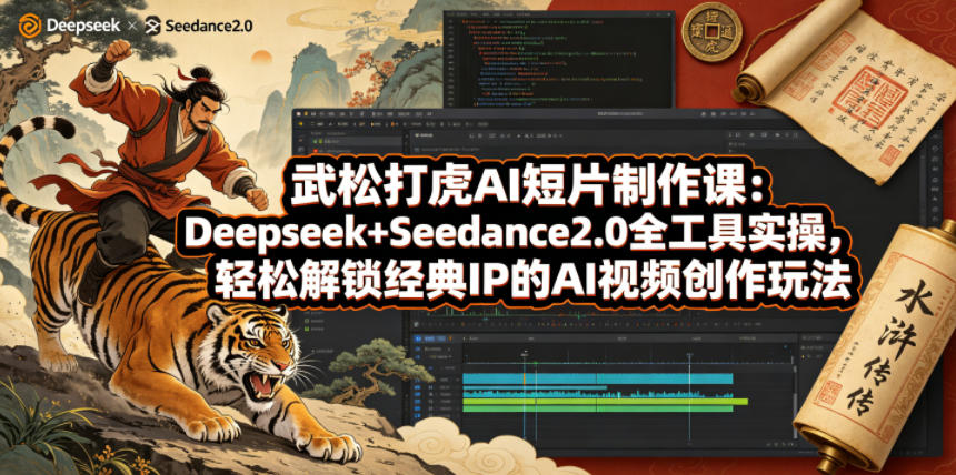 武松打虎AI短片制作课：Deepseek+Seedance2.0全工具实操，轻松解锁经典IP的AI视频创作玩法-蜗牛学社