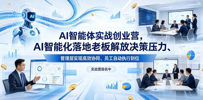 AI智能体实战创业营26年4月23-25号线下课，AI智能化落地老板解放决策压力、管理层实现高效协同、员工自动执行到位-蜗牛学社