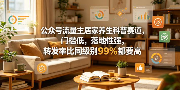 公众号流量主居家养生科普赛道，门槛低，落地性强，转发率比同级别99％都要高-蜗牛学社