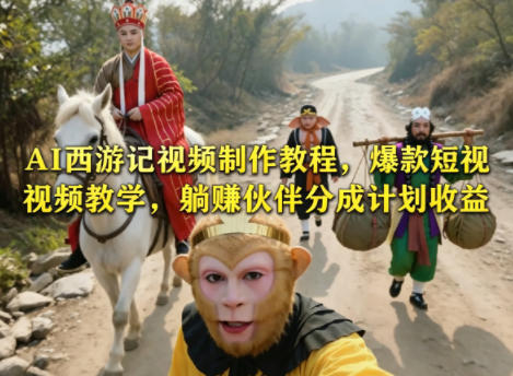 AI西游记视频制作教程，爆款短视频教学，躺賺伙伴分成计划收益-蜗牛学社