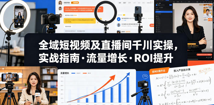 全域短视频及直播间千川实操,实战指南·流量增长·ROI提升-蜗牛学社