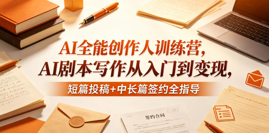 AI全能创作人训练营,AI剧本写作从入门到变现,短篇投稿+中长篇签约全指导-蜗牛学社
