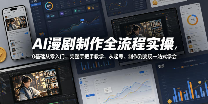 AI漫剧制作全流程实操，0基础从零入门，完整手把手教学，从起号、制作到变现一站式学会-蜗牛学社