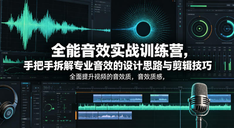 全能音效实战训练营，手把手拆解专业音效的设计思路与剪辑技巧，全面提升视频的音效质感-蜗牛学社