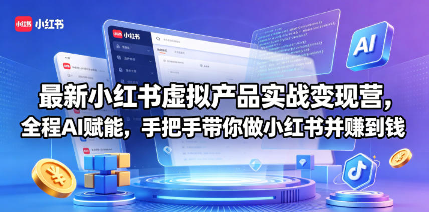 最新小红书虚拟产品实战变现营，全程AI赋能，手把手带你做小红书并赚到钱-蜗牛学社