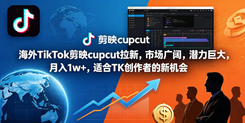 海外TikTok剪映cupcut拉新，市场广阔，潜力巨大，月入1w+，适合TK创作者的新机会-蜗牛学社