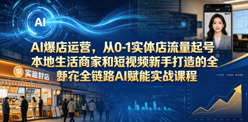 AI爆店运营，从0-1实体店流量起号，本地生活商家和短视频新手打造的全链路AI赋能实战课程-蜗牛学社