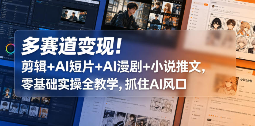 多赛道变现!剪辑+AI短片+AI漫剧+小说推文,零基础实操全教学,抓住AI风口-蜗牛学社