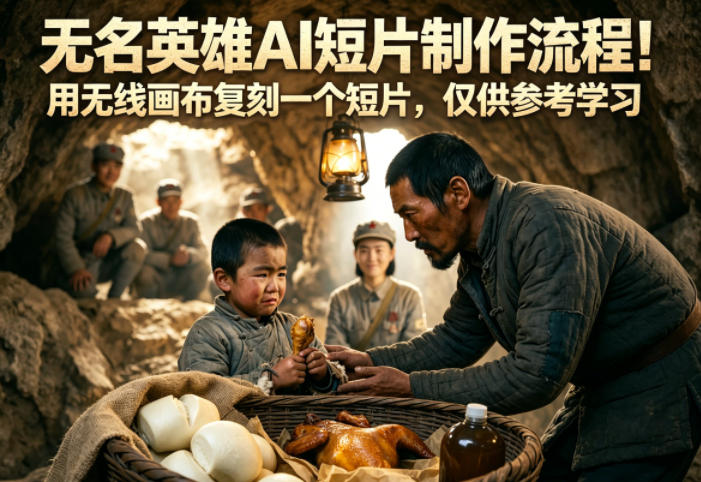 无名英雄AI短片制作流程！用无线画布复刻一个短片，仅供参考学习-蜗牛学社