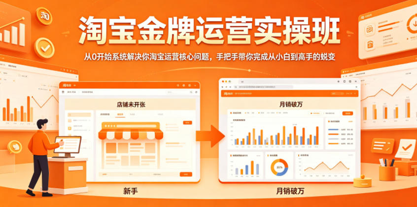 淘宝金牌运营实操班，从0开始系统解决你淘宝运营核心问题，手把手带你完成从小白到高手的蜕变-蜗牛学社