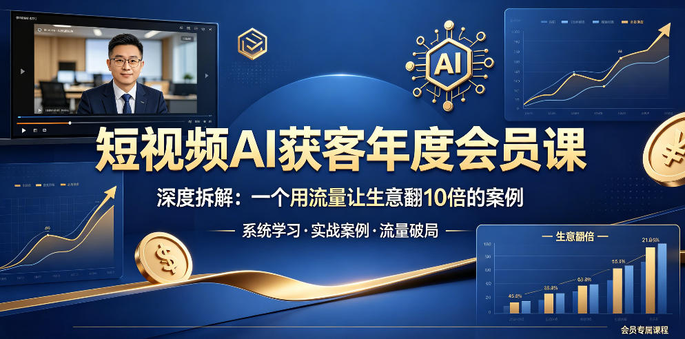 短视频AI获客年度会员课，深度拆解，一个用流量让生意翻10倍的案例-蜗牛学社