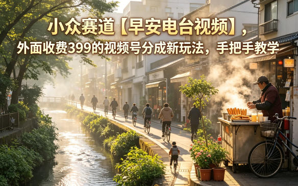 小众赛道【早安电台视频】,外面收费399的视频号分成新玩法,手把手教学-蜗牛学社