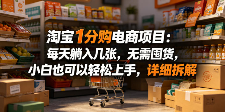 淘宝1分购电商项目:每天躺入几张,无需囤货,小白也可以轻松上手,详细拆解-蜗牛学社
