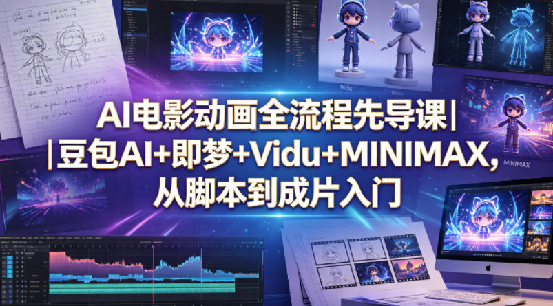 AI电影动画全流程先导课｜豆包AI+即梦+Vidu+MINIMAX，从脚本到成片入门-蜗牛学社