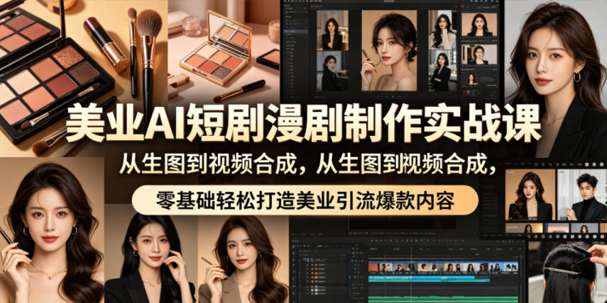 美业AI短剧漫剧制作实战课,从生图到视频合成,零基础轻松打造美业引流爆款内容-蜗牛学社
