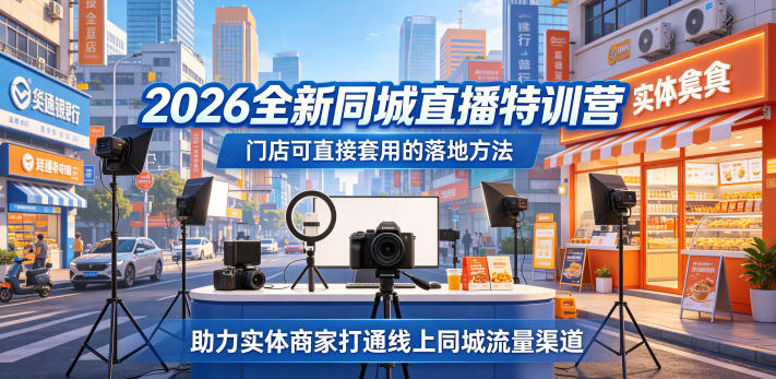 2026全新同城直播特训营,门店可直接套用的落地方法,助力实体商家打通线上同城流量渠道-蜗牛学社