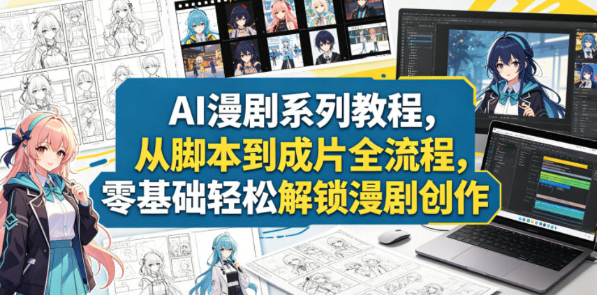 AI漫剧系列教程，从脚本到成片全流程，零基础轻松解锁漫剧创作-蜗牛学社
