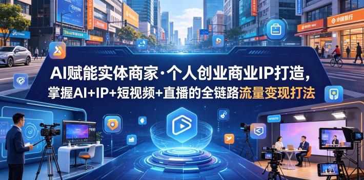AI赋能实体商家·个人创业商业IP打造，掌握AI+IP+短视频+直播的全链路流量变现打法-蜗牛学社