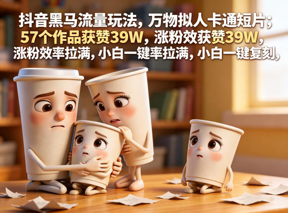 抖音黑马流量玩法，万物拟人卡通短片，57个作品获赞39W，涨粉效率拉满，小白一键复刻，保姆级拆解-蜗牛学社