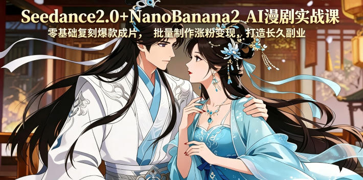 Seedance2.0+NanoBanana2 AI漫剧实战课，零基础复刻爆款成片涨粉变现，打造长久副业收益-蜗牛学社