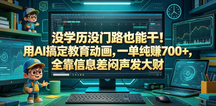 没学历没门路也能干!用AI搞定教育动画,一单纯賺700+,全靠信息差闷声发大财【揭秘】-蜗牛学社
