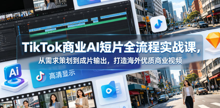 TikTok商业AI短片全流程实战课，从需求策划到成片输出，打造海外优质商业视频-蜗牛学社