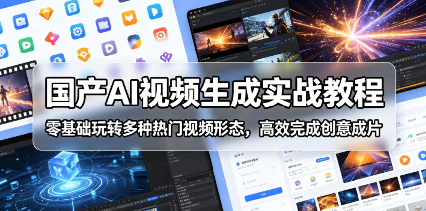 国产AI视频生成实战教程，零基础玩转多种热门视频形态，高效完成创意成片-蜗牛学社