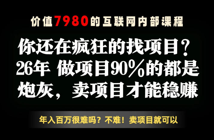26年请不要疯狂的找项目了,卖项目远比你想象的暴利,你也可以月入10W+【揭秘】-蜗牛学社