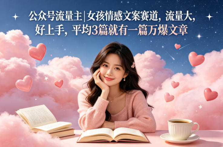 公众号流量主女孩情感文案赛道，流量大，好上手，平均3篇就有一篇万爆文章-蜗牛学社