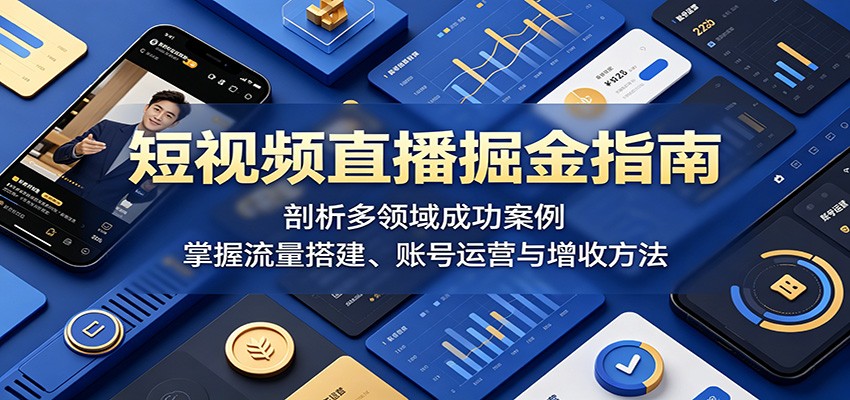 短视频直播掘金指南：剖析多领域成功案例，掌握流量搭建、账号运营与增收方法-蜗牛学社